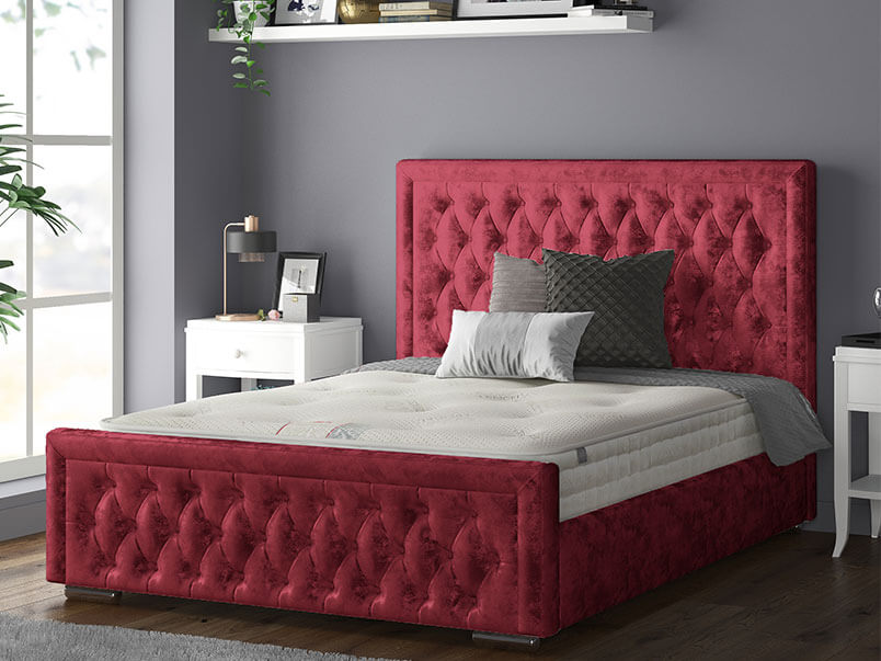 Crushed velvet chesterfield bed with mattress deals