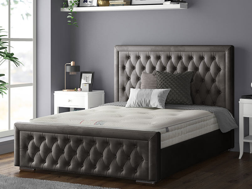 Sandhringham Bed Plush Velvet Charcoal