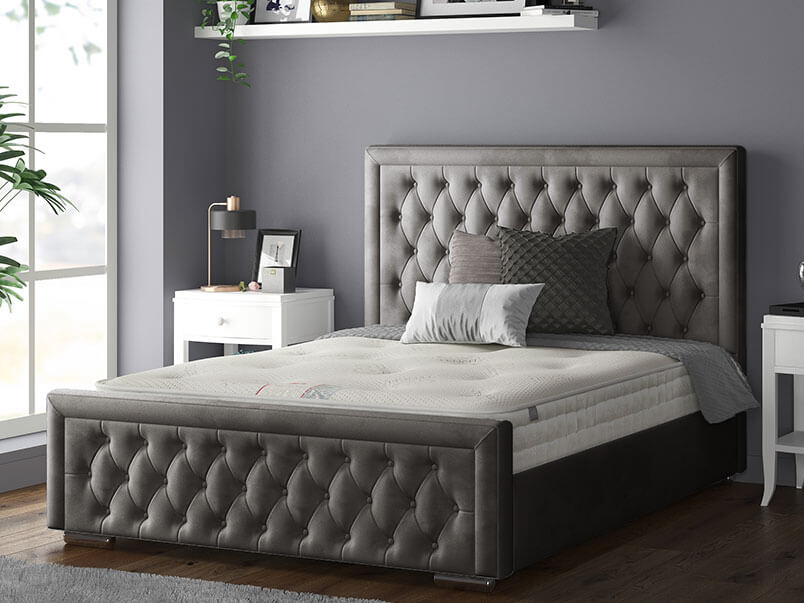 Sandhringham Bed Plush Velvet Grey