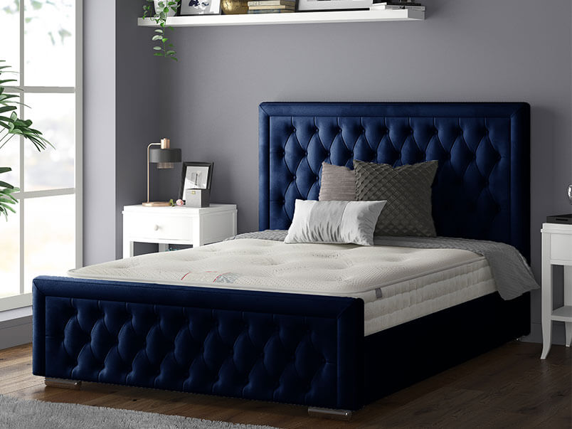 Sandhringham Bed Plush Velvet Royal Blue