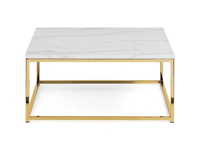 Scandi Gold White Marble Top Coffee Table