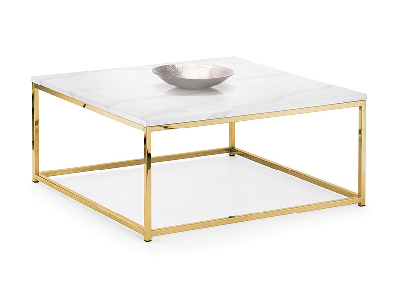 Scandi Gold White Marble Top Coffee Table