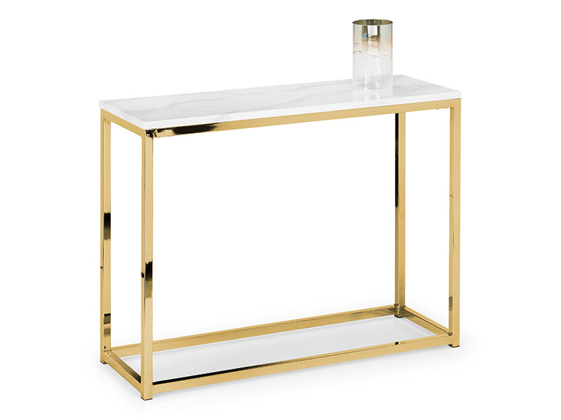 Scandi Gold Console Table White Marble & Gold