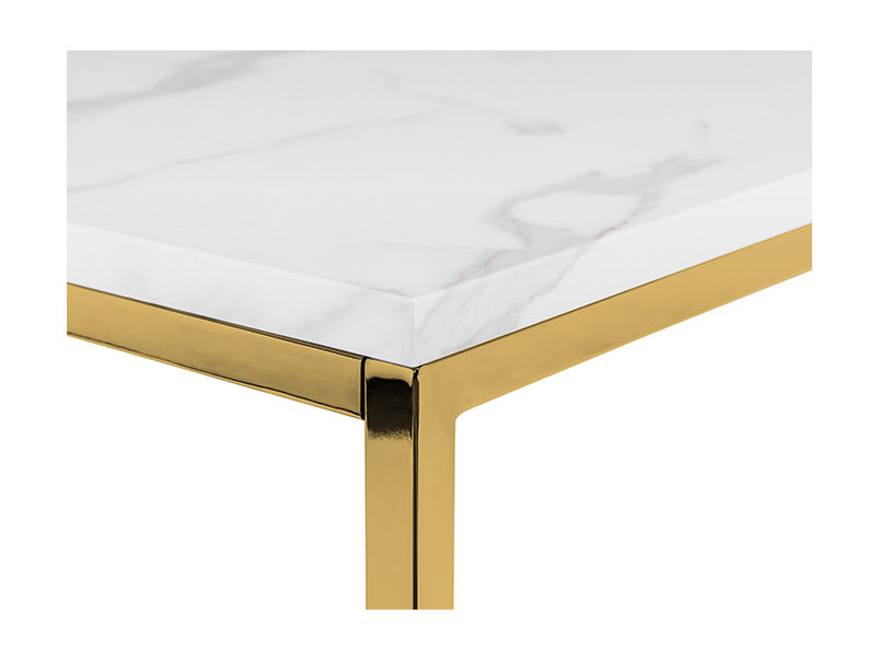 Scandi Gold White Marble Top Lamp Table