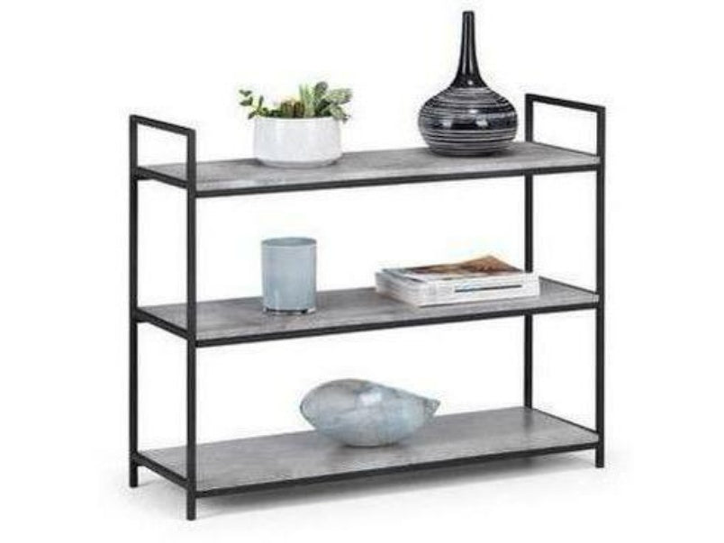 Staten Low Concrete Black Bookcase