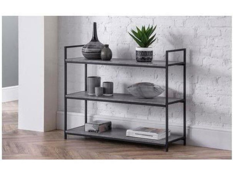 Staten Low Concrete Black Bookcase