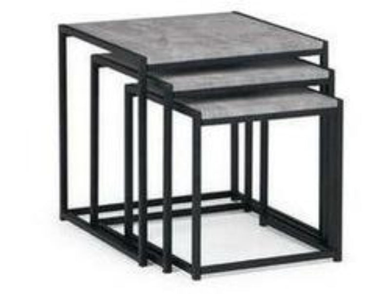 Staten Concrete Black Nest Of 3 Tables