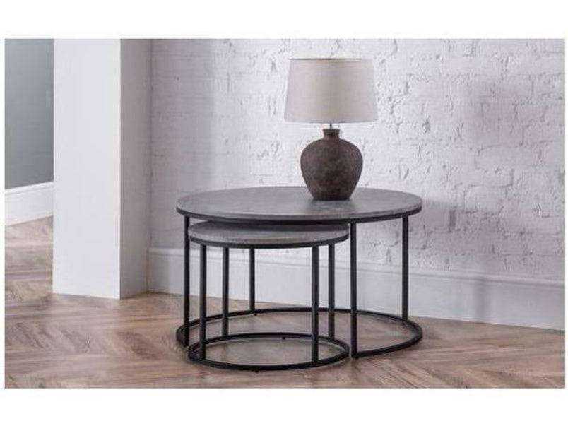 Staten Concrete Black Nesting Round Coffee Tables