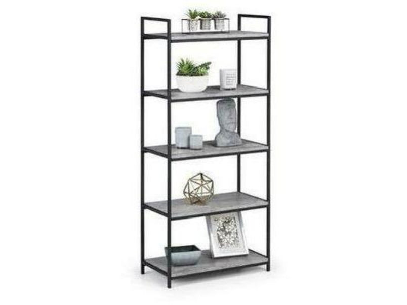 Staten Tall Concrete Black Bookcase