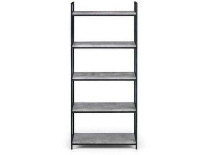 Staten Tall Concrete Black Bookcase