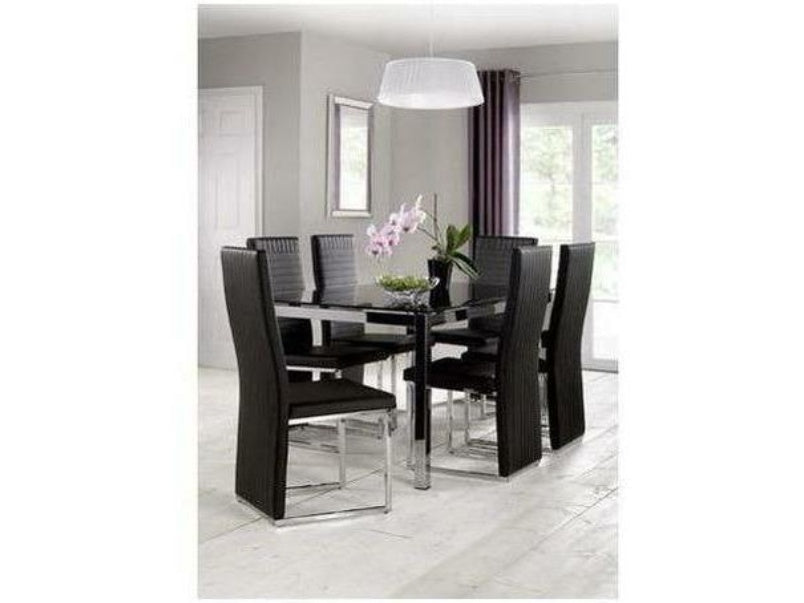 Tempo Black Faux Leather Dining Chair (Pack of 2)