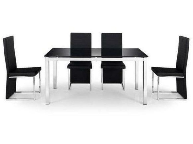 Tempo Black Glass Dining Table (160cm x 90cm)