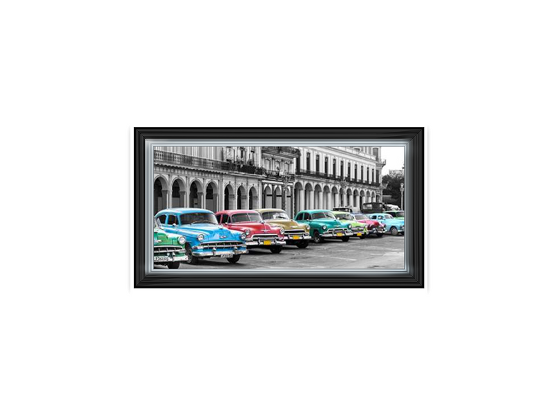 Cars parked in line, Havana, Cuba