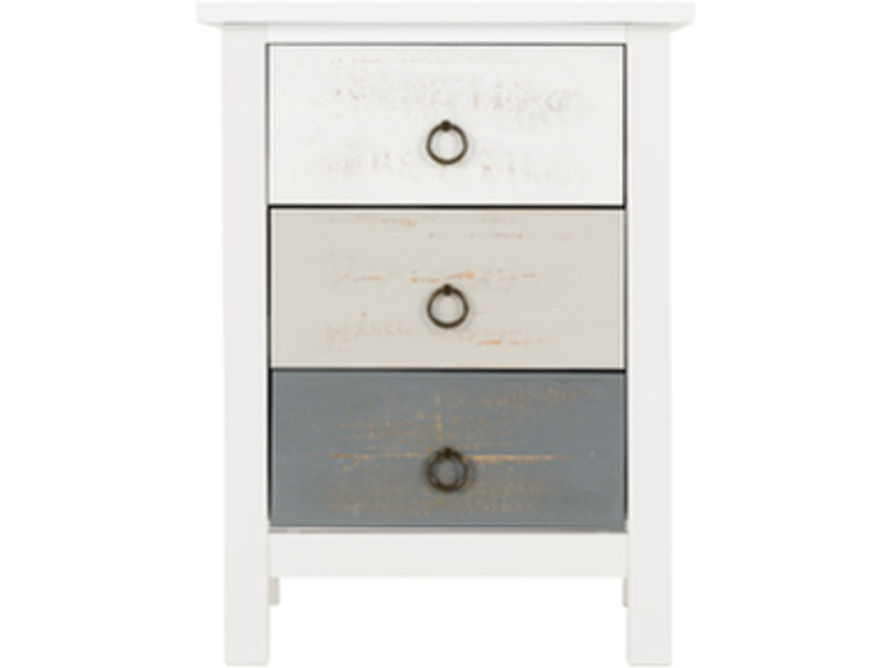 Vermont 3 Drawer Bedside White/Grey