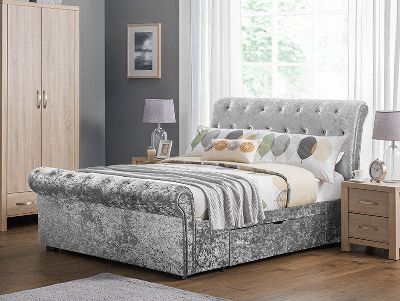 Valencia 2 Drawer Storage Bed Silver Crush