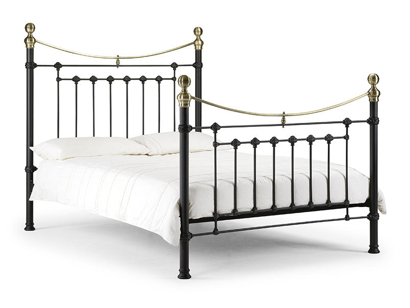 Valentina Powder Coated Steel Bed with Brass Finials
