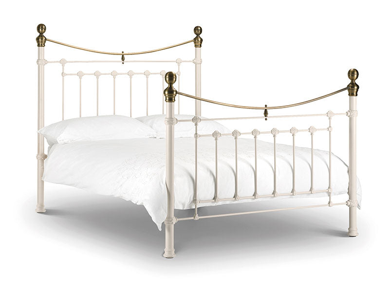 Valentina Powder Coated Steel Bed with Brass Finials