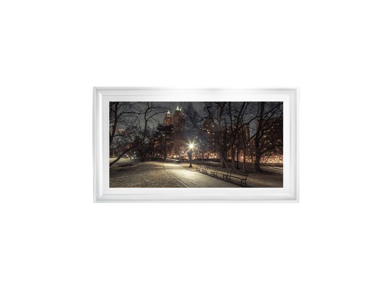 Path in cental park at night, winter, snow, New York. Assaf Frank