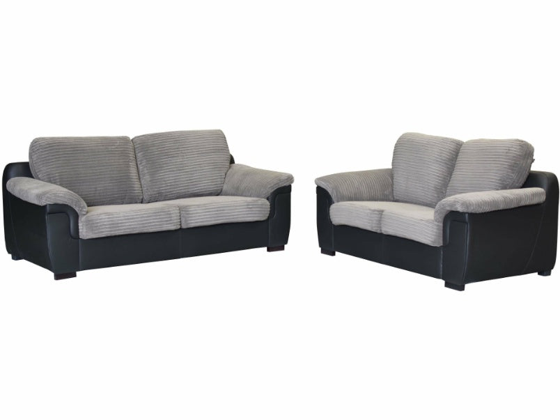 Amy 3+2  Fabric Sofa Set Black/Grey