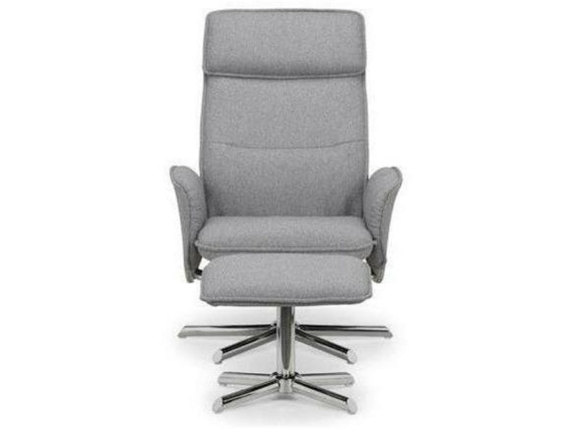 Aria Recline Chair With Chrome Base Grey Linen