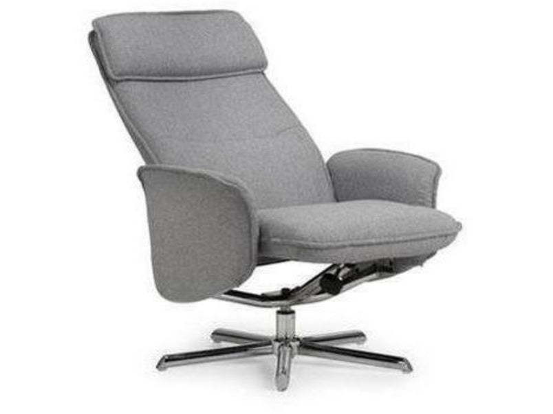 Aria Recline Chair With Chrome Base Grey Linen