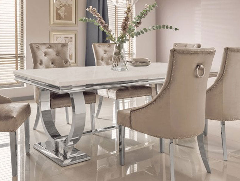 Lennox Marble & Glass Dining Table