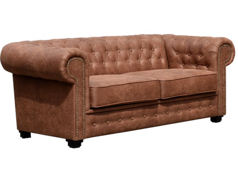 Astor 2 Seater Faux Leather Brown Sofa
