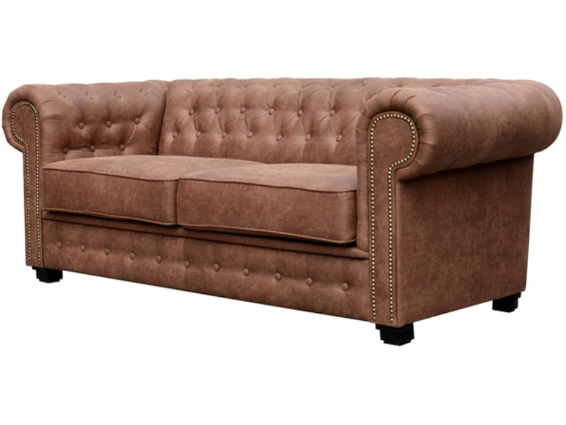 Astor 2 Seater Faux Leather Brown Sofa