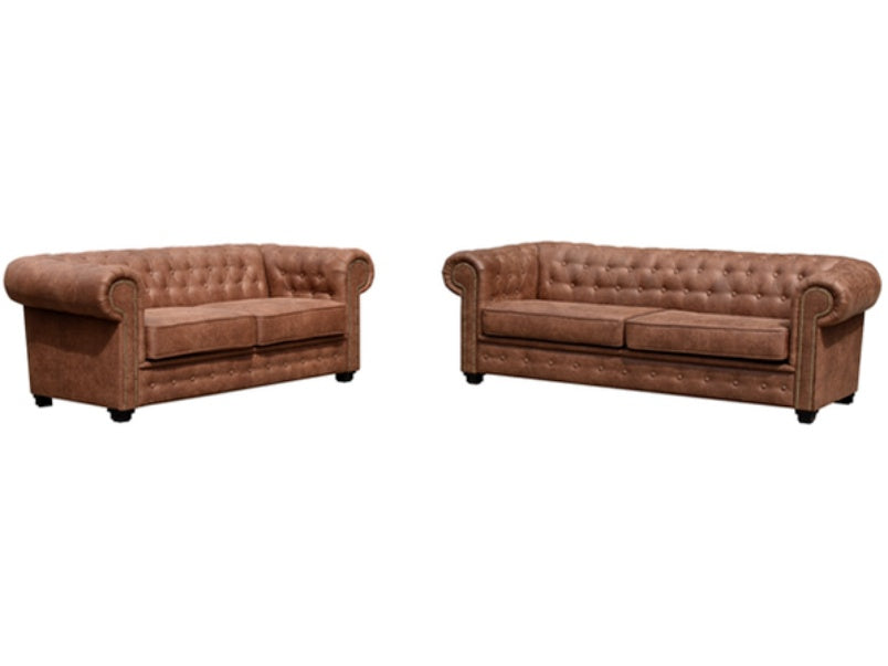 Astor 3+2 Faux Leather Brown Sofa Set