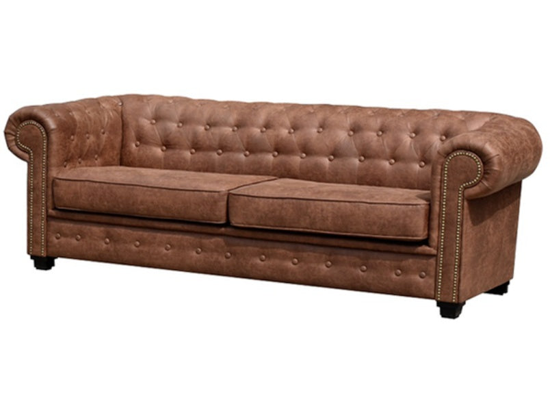 Astor 3 Seater Faux Leather Brown Sofa