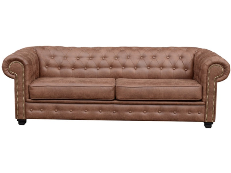 Astor 3 Seater Faux Leather Brown Sofa