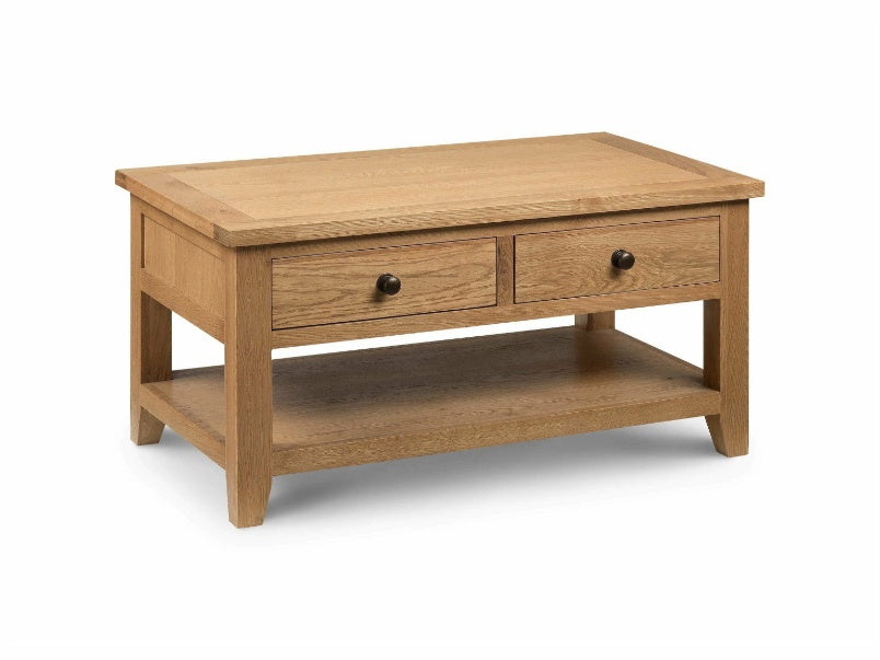 Astoria Oak Coffee Table With 2 Drawers Assembled
