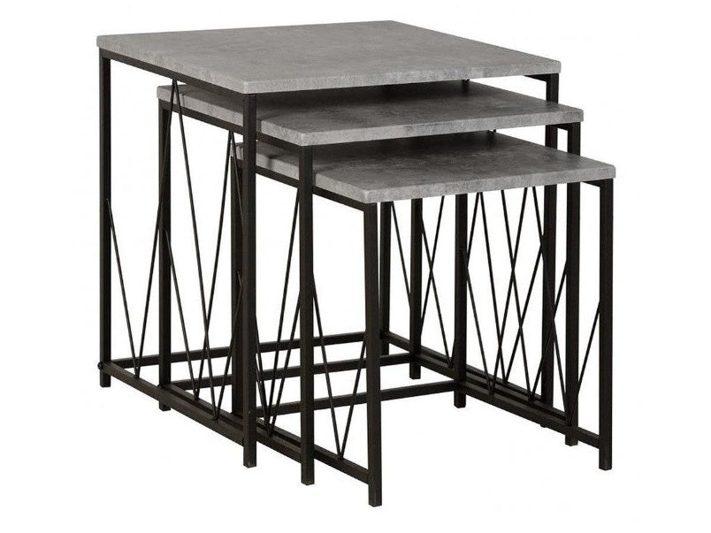 Athens Nest of Tables in Concrete Effect Black