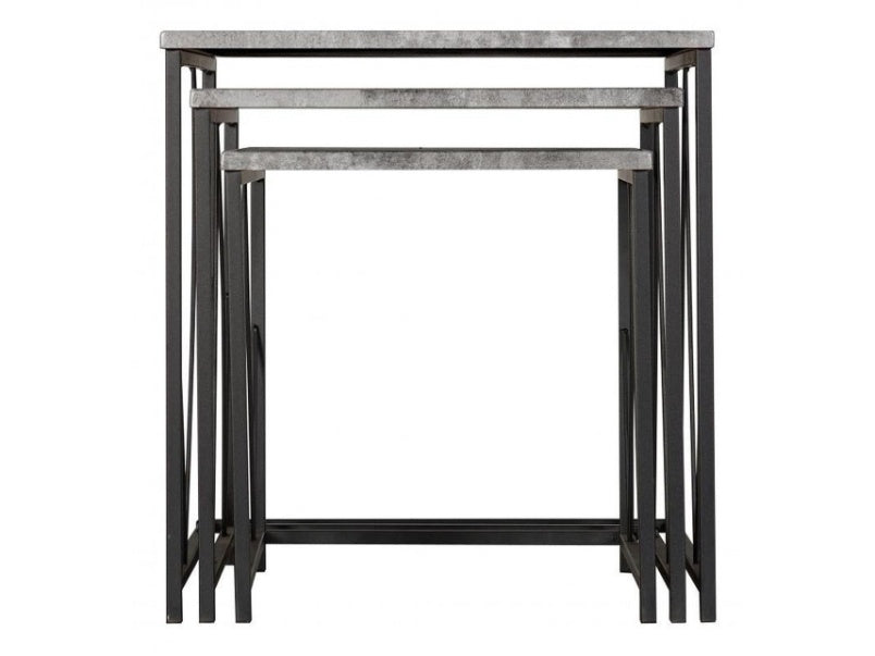 Athens Nest of Tables in Concrete Effect Black