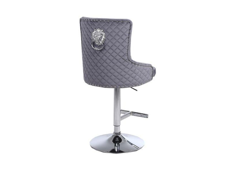 Bentley Bar Stool with Lion Knocker and Quilted Back