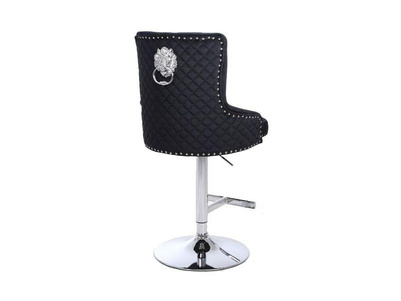 Bentley Bar Stool with Lion Knocker and Quilted Back