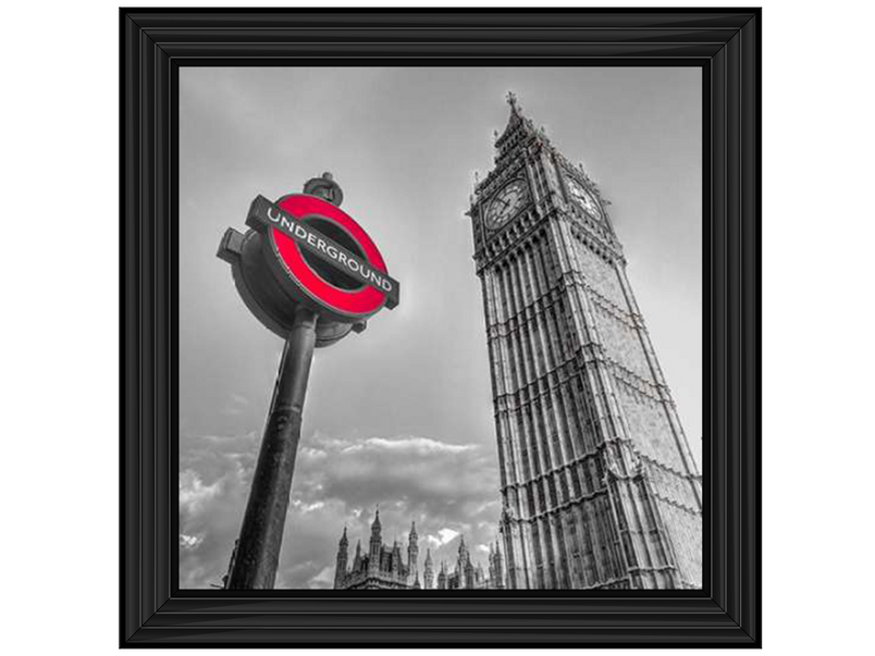 Underground sign by Big Ben - B&W