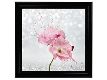 Pink Floral Silver Background