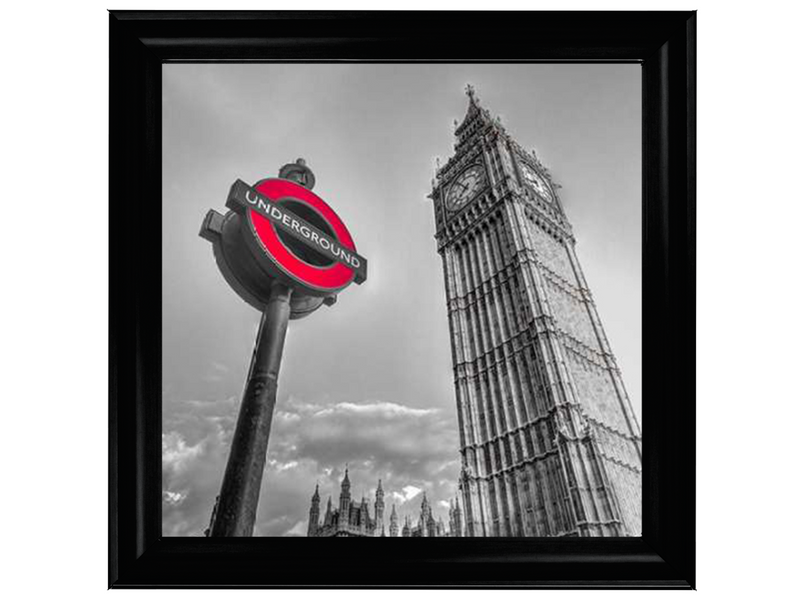 Underground sign by Big Ben - B&W