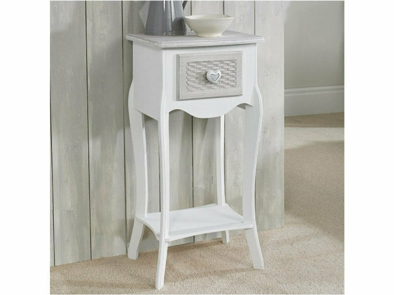 Brittany 1 Drawer Bedside White-Grey