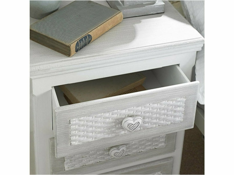 Brittany 3 Drawer Bedside White-Grey