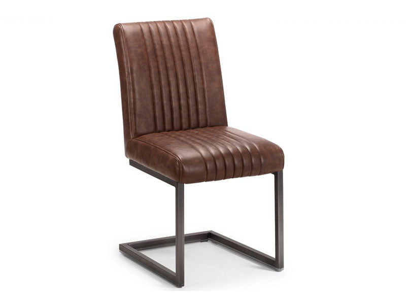 Berkeley Dining Chair Brown Faux Leather & Square Gunmetal (Pack of 2)