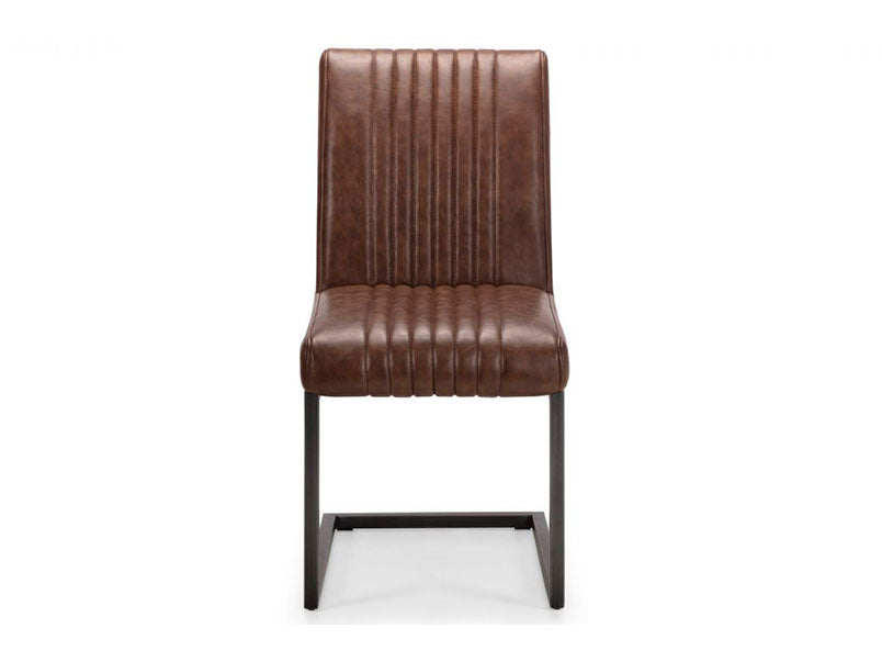 Berkeley Dining Chair Brown Faux Leather & Square Gunmetal (Pack of 2)