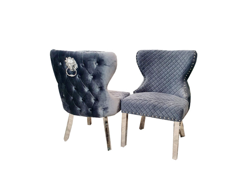 Jazz Dining Chair with Lion Knocker & Buttoned Back