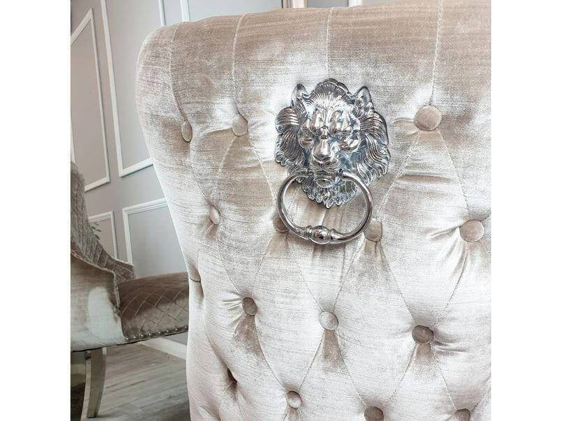 Jazz Dining Chair with Lion Knocker & Buttoned Back