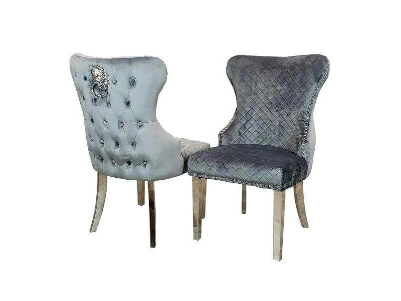 Jazz Dining Chair with Lion Knocker & Buttoned Back