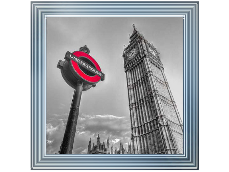 Underground sign by Big Ben - B&W