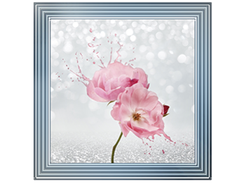 Pink Floral Silver Background