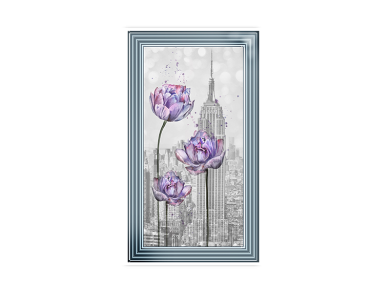 Floral print over Empire State Building
