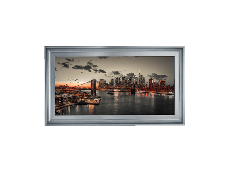 Evening view of Lower Manhattan sky|skyline with Brooklyn bridge over East river